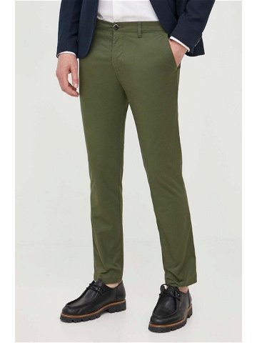 Kalhoty Sisley pánské zelená barva jednoduché