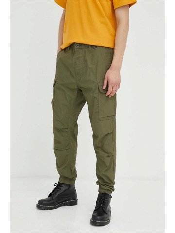Bavlněné kalhoty G-Star Raw zelená barva jednoduché