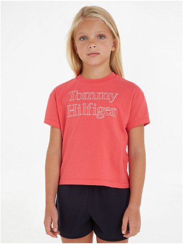 Tmavě růžové holčičí tričko Tommy Hilfiger