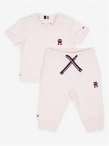 Sada holčičího trička a tepláků ve světle růžové barvě Tommy Hilfiger