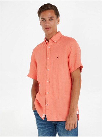Meruňková pánská lněná košile Tommy Hilfiger
