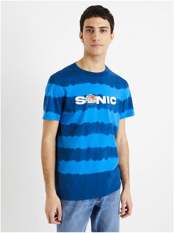 Modré pánské pruhované tričko Celio Sonic