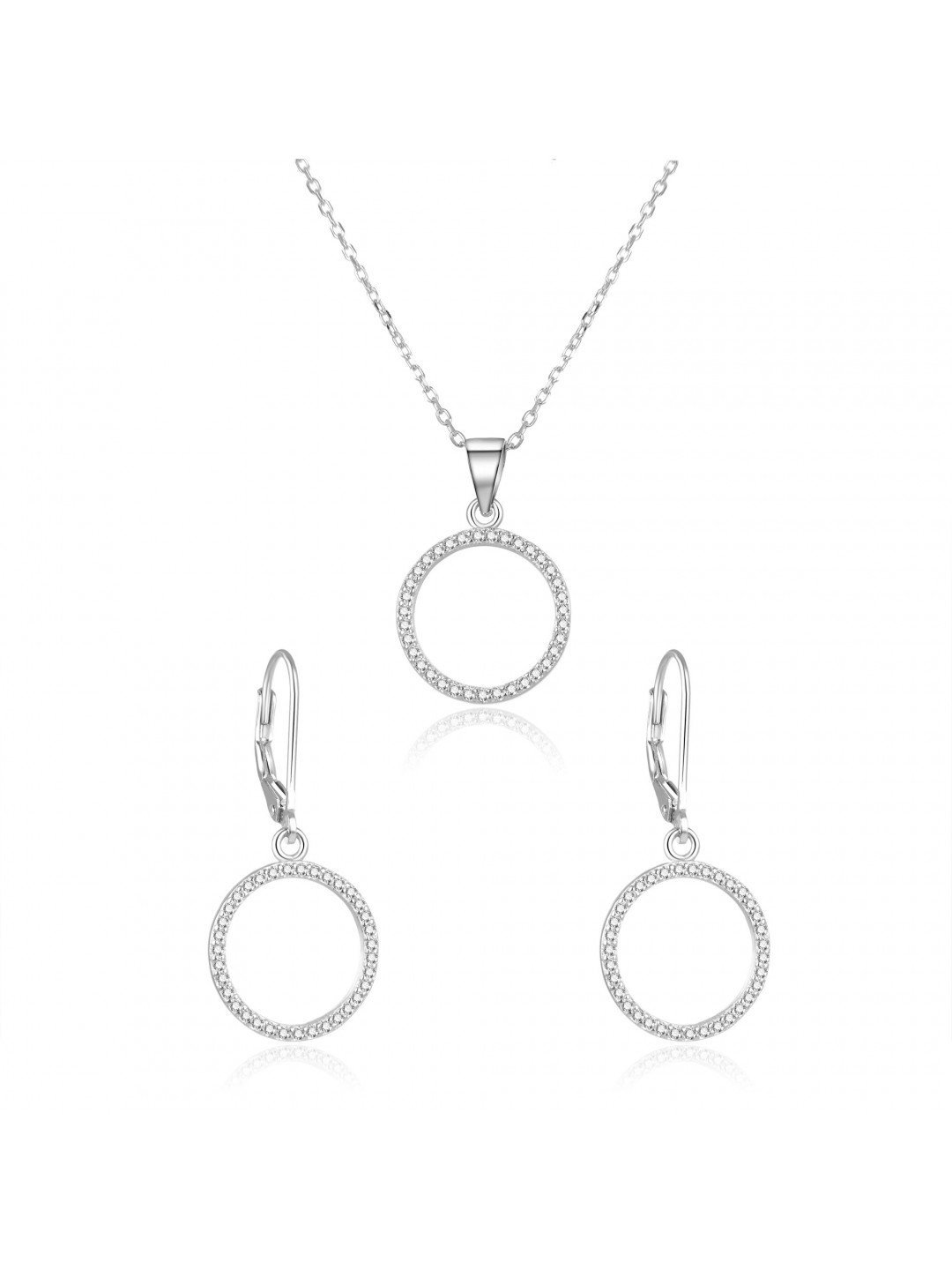 Beneto Stříbrná souprava šperků kruh AGSET66RL náhrdelník náušnice
