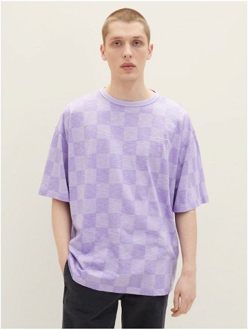 Světle fialové pánské kostkované oversize tričko Tom Tailor Denim