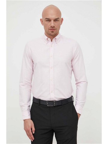 Bavlněná košile BOSS ORANGE růžová barva regular s italským límcem 50489341