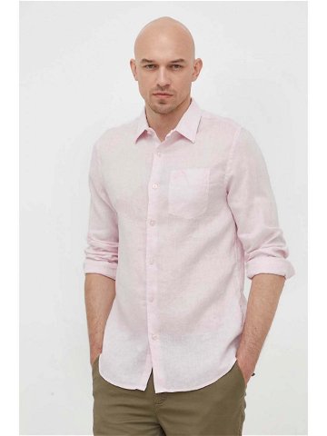 Plátěná košile Guess růžová barva regular s klasickým límcem