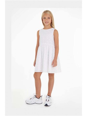 Dívčí šaty Tommy Hilfiger bílá barva mini