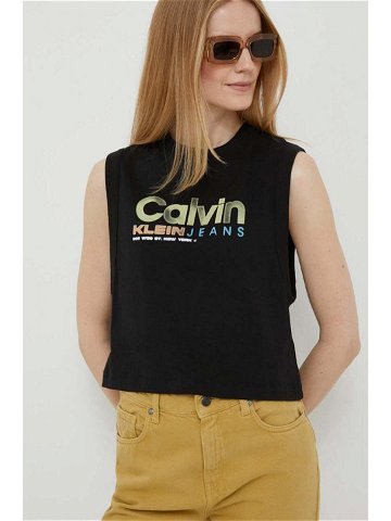 Bavlněný top Calvin Klein Jeans černá barva J20J221359