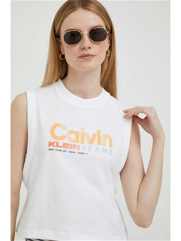 Bavlněný top Calvin Klein Jeans bílá barva J20J221359