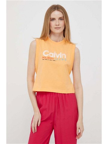 Bavlněný top Calvin Klein Jeans oranžová barva J20J221359