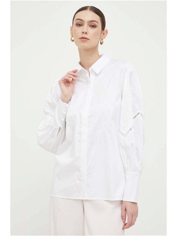 Plátěná košile Guess bílá barva regular s klasickým límcem