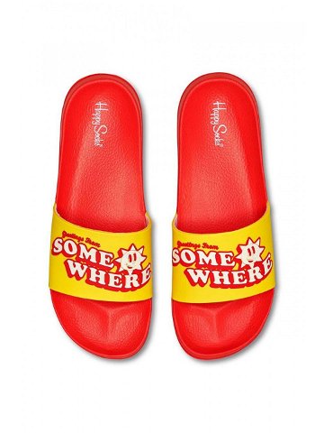Pantofle Happy Socks pánské červená barva