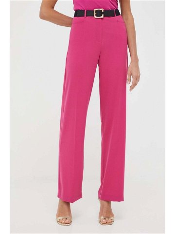 Kalhoty Patrizia Pepe dámské růžová barva široké high waist