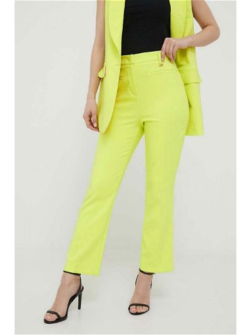 Kalhoty Artigli dámské zelená barva jednoduché high waist