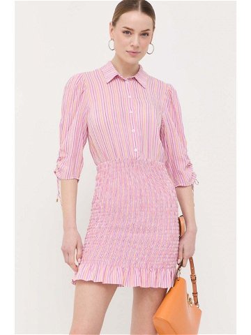 Šaty s příměsí hedvábí Patrizia Pepe růžová barva mini