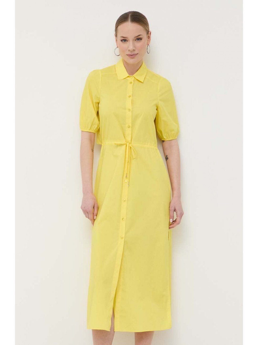 Bavlněné šaty Patrizia Pepe žlutá barva maxi