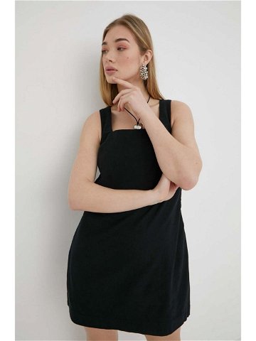 Plátěné šaty Abercrombie & Fitch černá barva mini