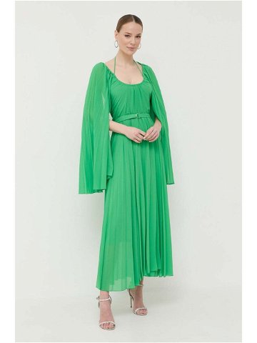 Šaty s příměsí hedvábí Beatrice B zelená barva maxi