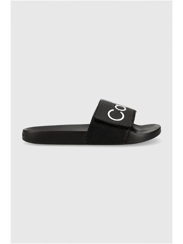 Pantofle Calvin Klein ADJ POOL SLIDE PU pánské černá barva HM0HM00957