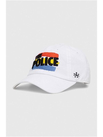 Bavlněná baseballová čepice American Needle the Police bílá barva s aplikací