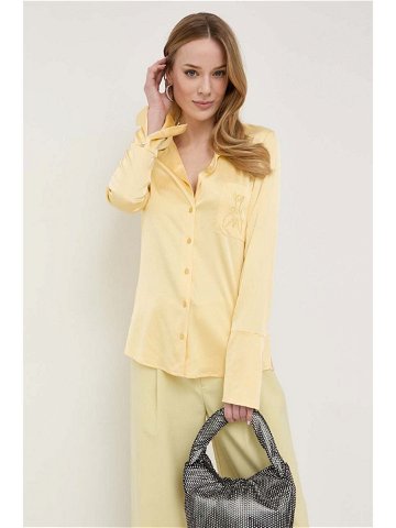 Košile Patrizia Pepe dámská žlutá barva regular s klasickým límcem