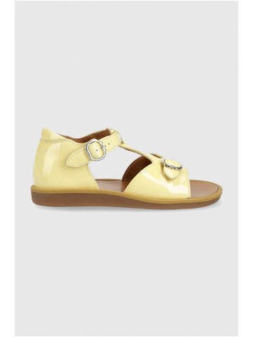 Dětské kožené sandály Pom D api žlutá barva
