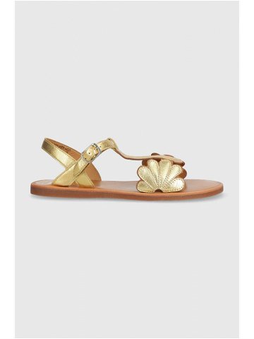 Kožené sandály Pom D api zlatá barva
