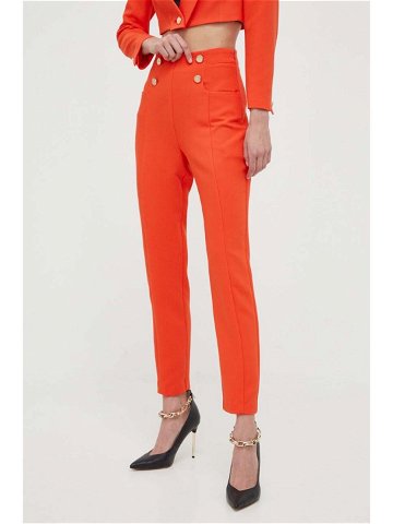 Kalhoty Morgan dámské oranžová barva fason cargo high waist
