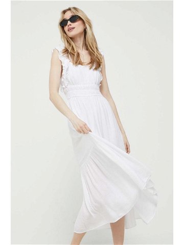 Šaty Abercrombie & Fitch bílá barva midi