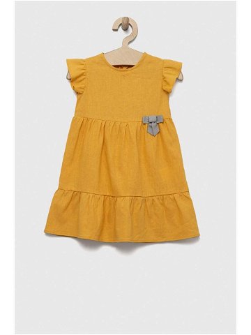 Dětské plátěné šaty Birba & Trybeyond x Peanuts žlutá barva mini