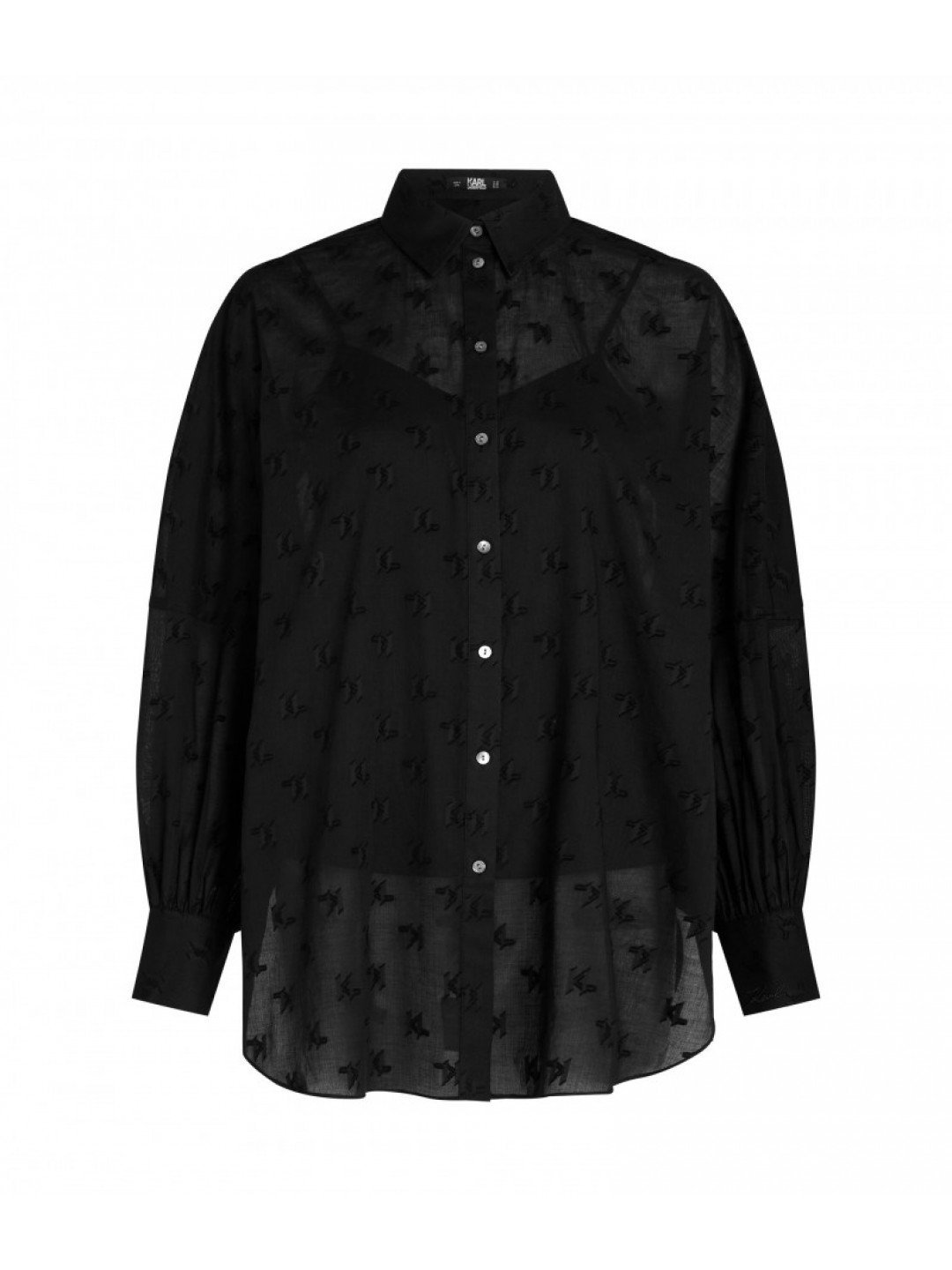 Košile karl lagerfeld kl monogram cotton shirt černá 44