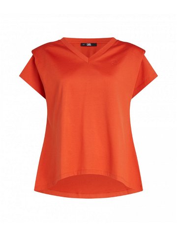Tričko karl lagerfeld feminine v-neck t-shirt oranžová xs