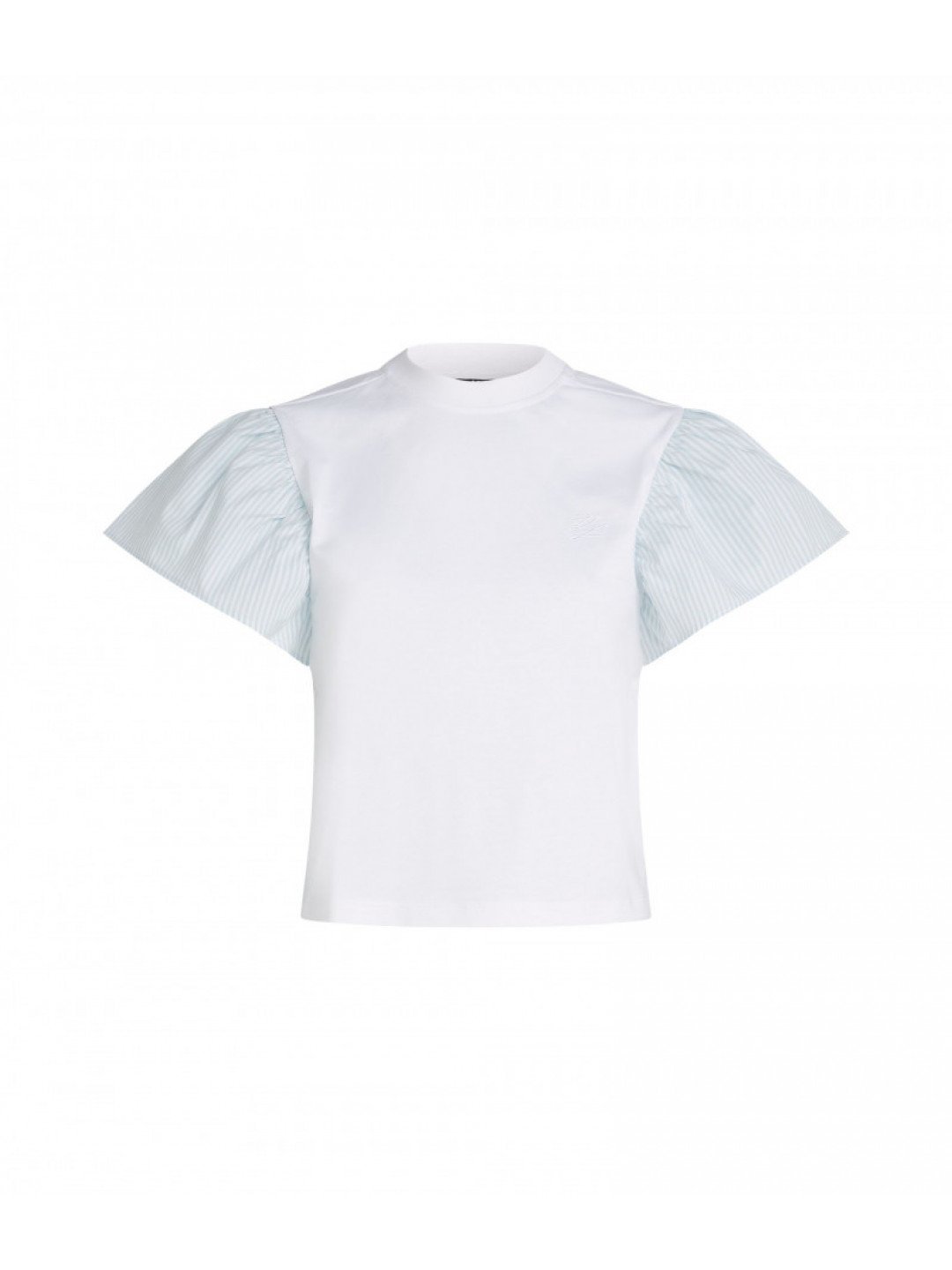 Tričko karl lagerfeld ruffled slv fabric mix t-shirt bílá xl