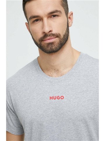 Pyžamové tričko HUGO šedá barva s potiskem 50493057