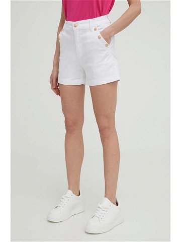 Džínové šortky Answear Lab dámské bílá barva hladké high waist