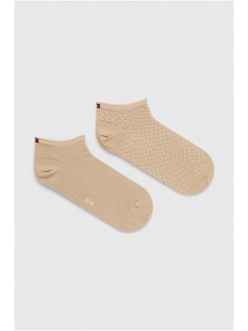 Ponožky Tommy Hilfiger 2-pack dámské béžová barva