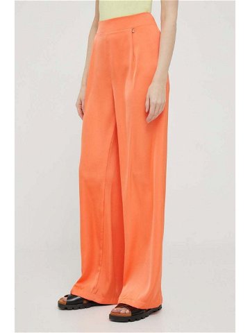 Kalhoty Artigli dámské oranžová barva široké high waist