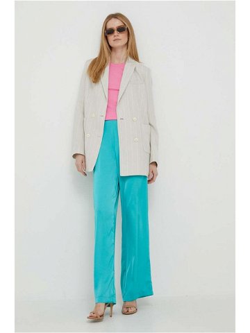Kalhoty Artigli dámské tyrkysová barva široké high waist