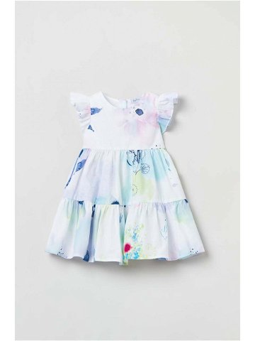 Dětské bavlněné šaty OVS bílá barva mini