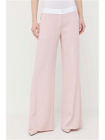 Kalhoty Victoria Beckham dámské růžová barva široké medium waist