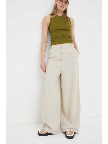 Kalhoty Lee Chino dámské béžová barva široké high waist