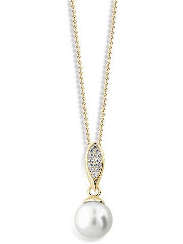 Cutie Jewellery Luxusní přívěsek ze žlutého zlata s pravou perlou a zirkony Z6304-3152-40-10-X-1