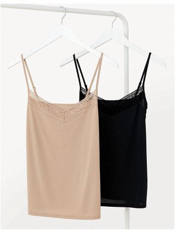 Sada dvou dámských tílek s technologií Cool Comfort v béžové a černé barvě Marks & Spencer