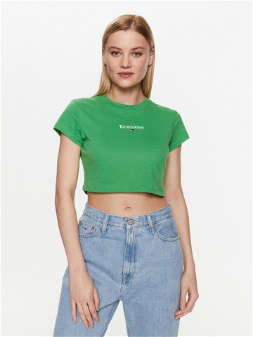 Tommy Jeans T-Shirt Essential Logo DW0DW15444 Zelená Regular Fit
