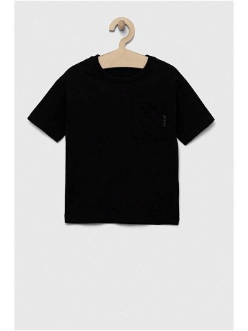 Dětské bavlněné tričko Sisley černá barva s potiskem