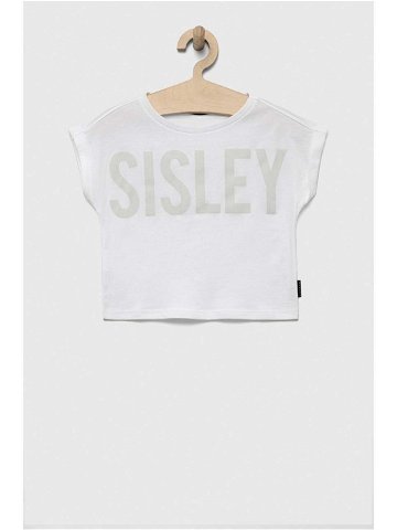 Dětské bavlněné tričko Sisley bílá barva