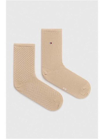 Ponožky Tommy Hilfiger 2-pack dámské béžová barva