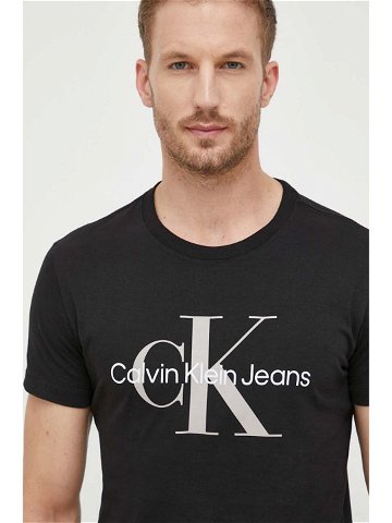 Bavlněné tričko Calvin Klein Jeans černá barva s potiskem J30J320806