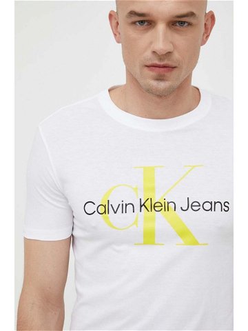Bavlněné tričko Calvin Klein Jeans bílá barva s potiskem J30J320806