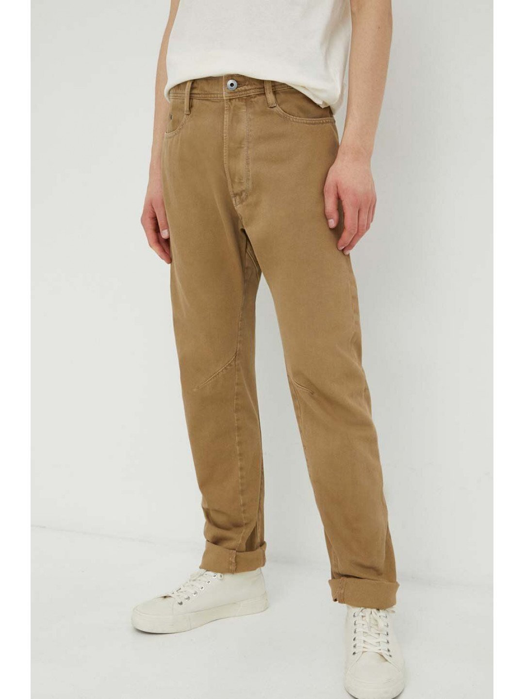Bavlněné kalhoty G-Star Raw béžová barva jednoduché